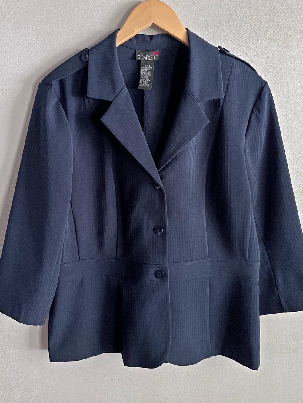 Scarlett Y2K Navy Pinstripe Career Blazer Jacket Plus Size 13/14